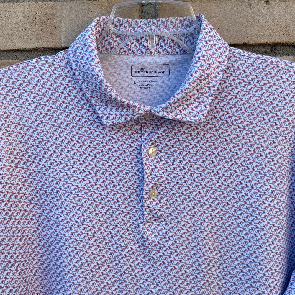 Peter Millar Polo Golf Shirt 100% Pima Cotton Size L - Picture 2 of 16